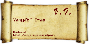 Vanyó Irma névjegykártya